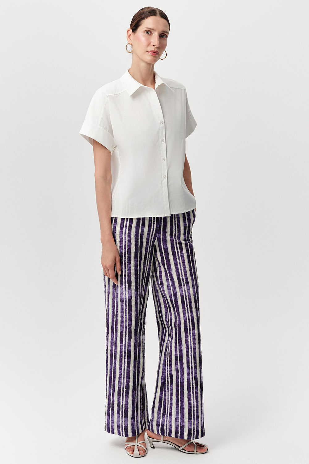 Gömlek Yaka Kısa Kollu Düğmeli Regular Poplin Kemik Gömlek