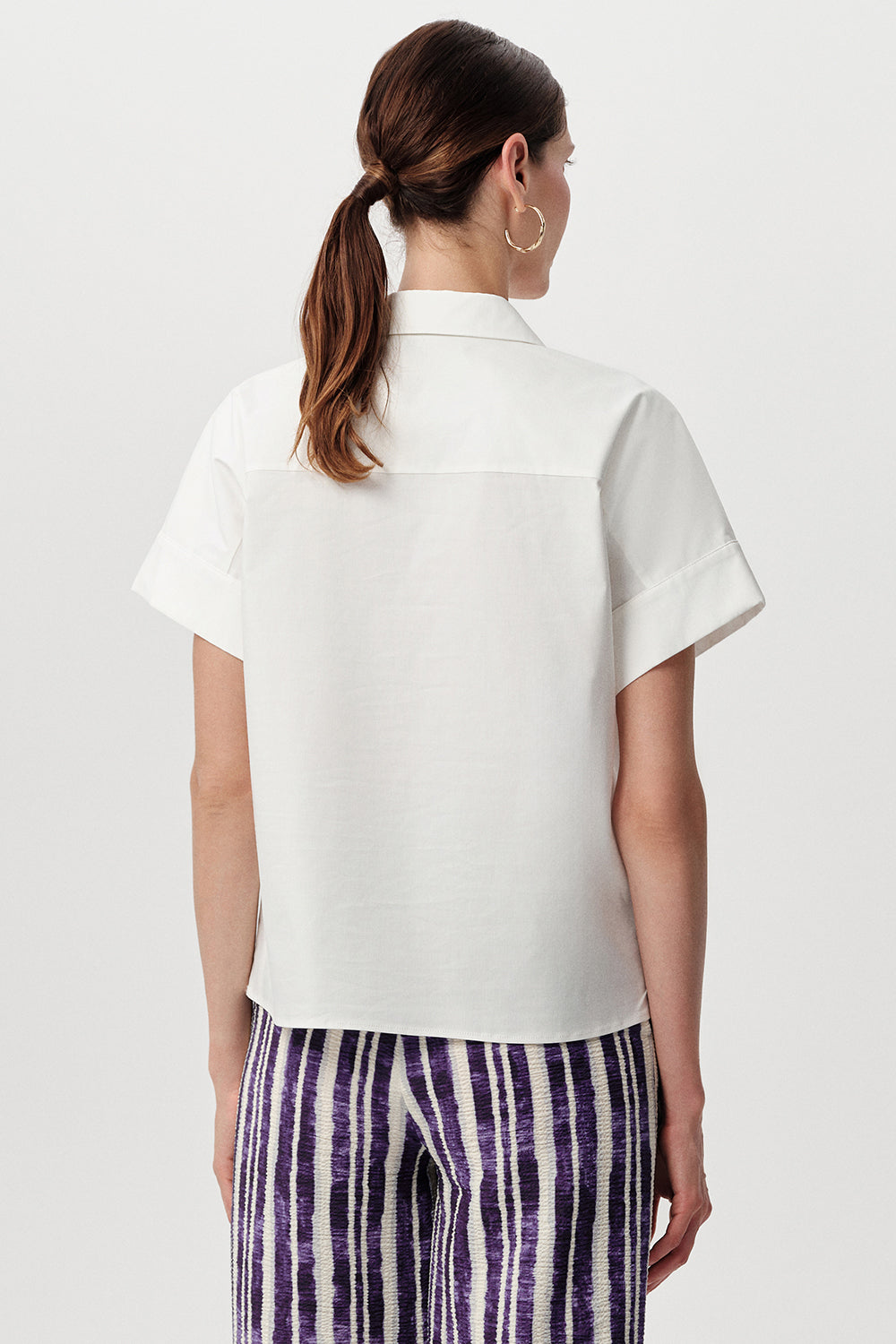 Gömlek Yaka Kısa Kollu Düğmeli Regular Poplin Kemik Gömlek