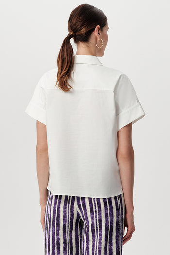 Gömlek Yaka Kısa Kollu Düğmeli Regular Poplin Kemik Gömlek