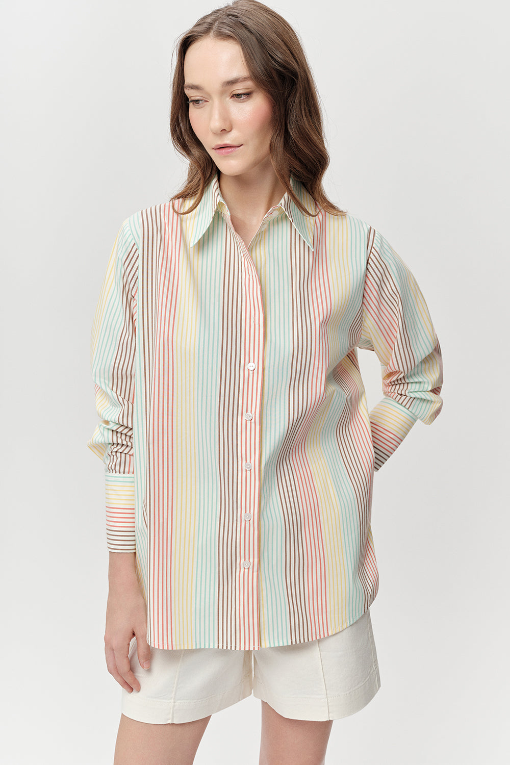 Gömlek Yaka Manşetli Uzun Kollu Regular Çok Renkli Gömlek