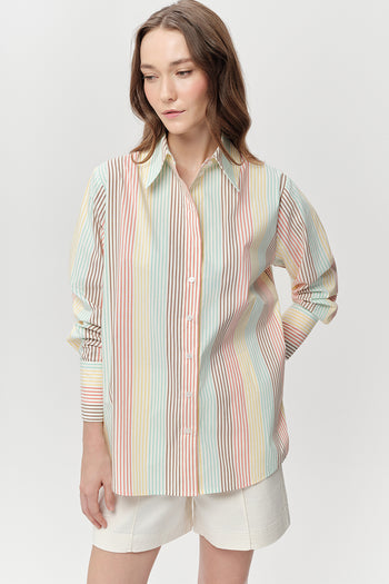 Gömlek Yaka Manşetli Uzun Kollu Regular Çok Renkli Gömlek