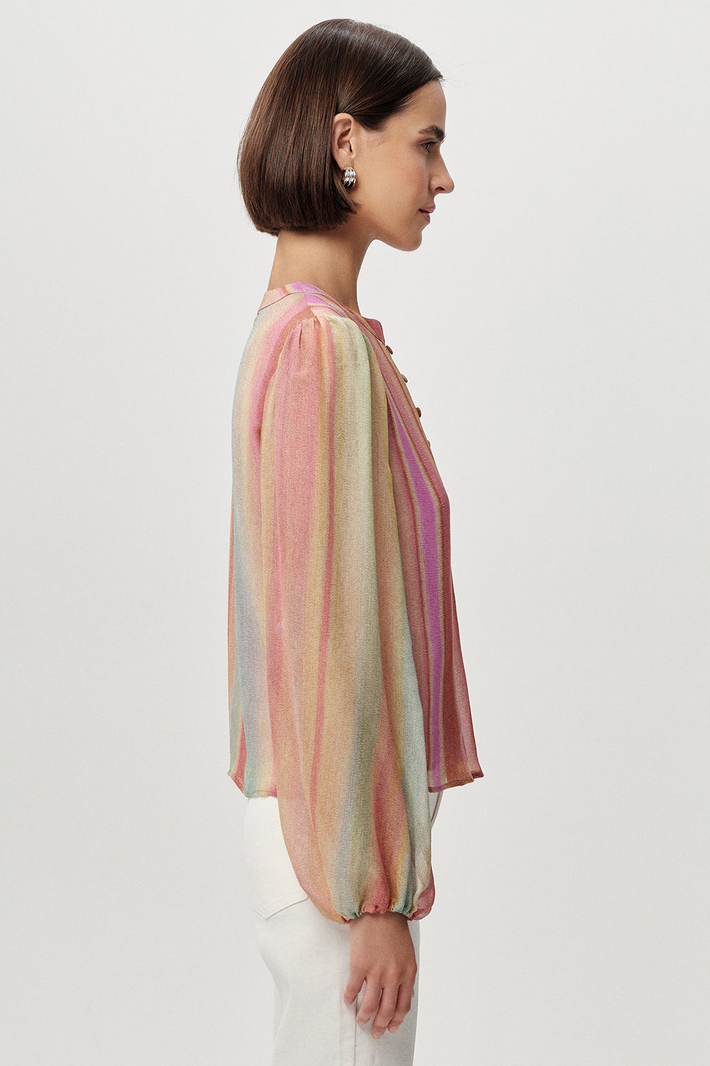 Uzun Kollu Bisiklet Yaka Düğmeli Regular Çok Renkli Gömlek