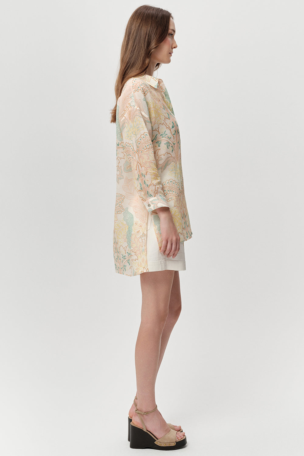 Gömlek Yaka Uzun Kollu Cepli Rami Keten Regular Çok Renkli Gömlek