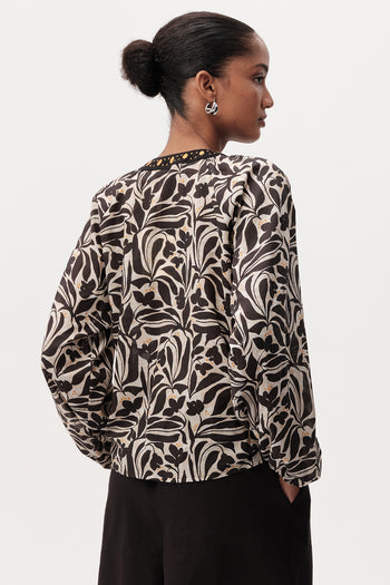 Düğmeli Bağcık Detaylı Desenli Uzun Kol Regular Çok Renkli Gömlek