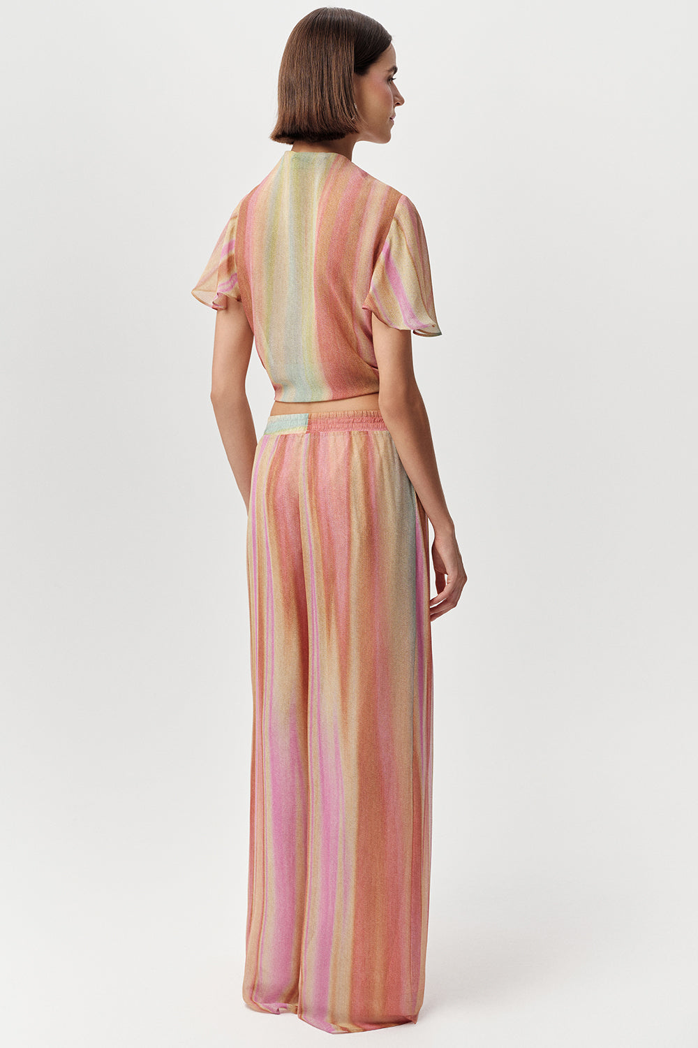 Geniş Paça Beli Lastikli Astarlı Regular Çok Renkli Pantolon