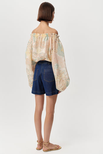 Cepli Fermuar Kapamalı Regular Denim Mini İndigo Şort