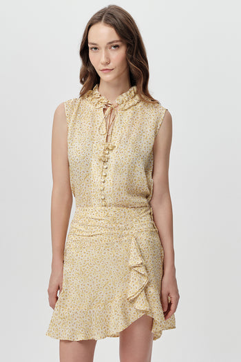 Fermuarlı Fırfırlı Asimetrik Astarlı Regular Mini Çok Renkli Etek