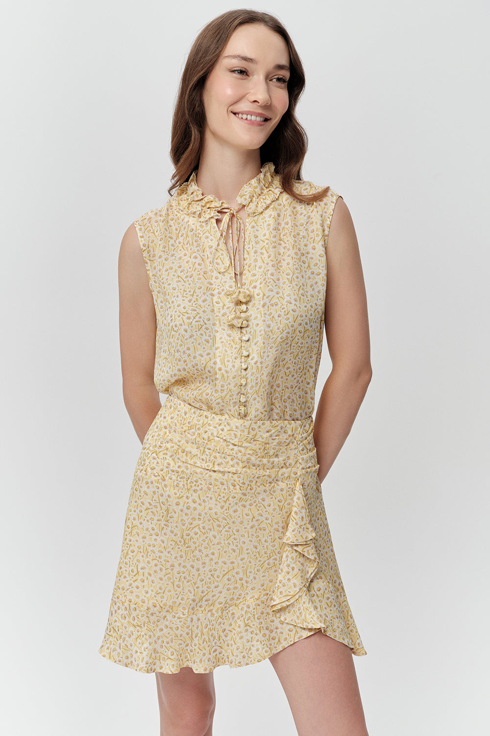 Fermuarlı Fırfırlı Asimetrik Astarlı Regular Mini Çok Renkli Etek