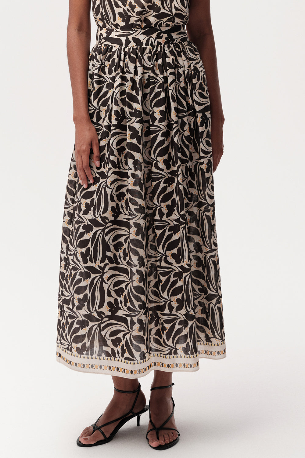 Yüksek Bel Fermuarlı Cepli Midi Çok Renkli Etek