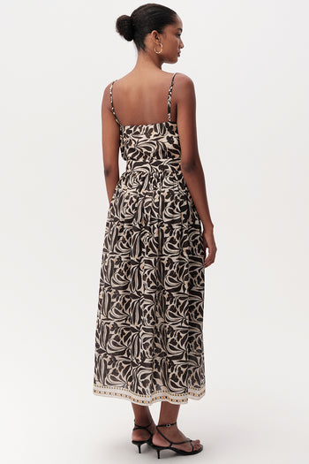 Yüksek Bel Fermuarlı Cepli Midi Çok Renkli Etek