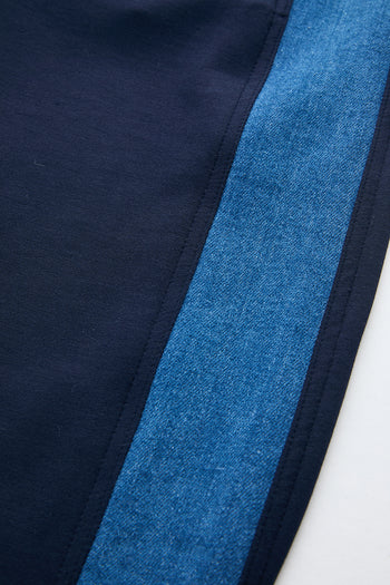 Geniş Paça Yanları Denim Şeritli Regular Örme Pantolon