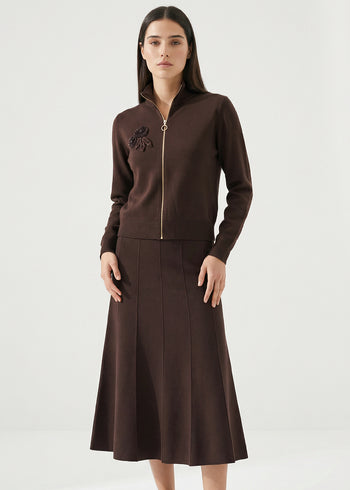 Fermuarlı Dik Yaka Uzun Kollu Regular Triko Hırka