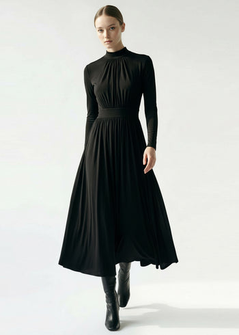 Balıkçı Yaka Uzun Kollu Midi Örme Regular Elbise