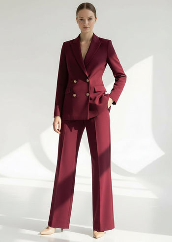 Gold Düğme Detaylı Kruvaze Dokuma Blazer Ceket