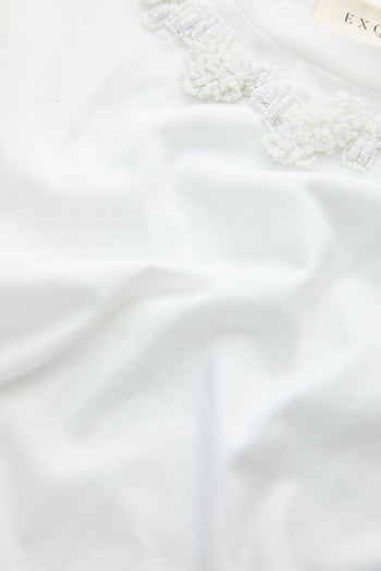 İşleme Detaylı Regular Pamuklu Örme Kemik Tişört