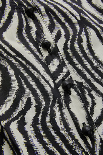 Zebra Desenli Pileli Kısa Kollu Regular Pamuklu Mini Elbise