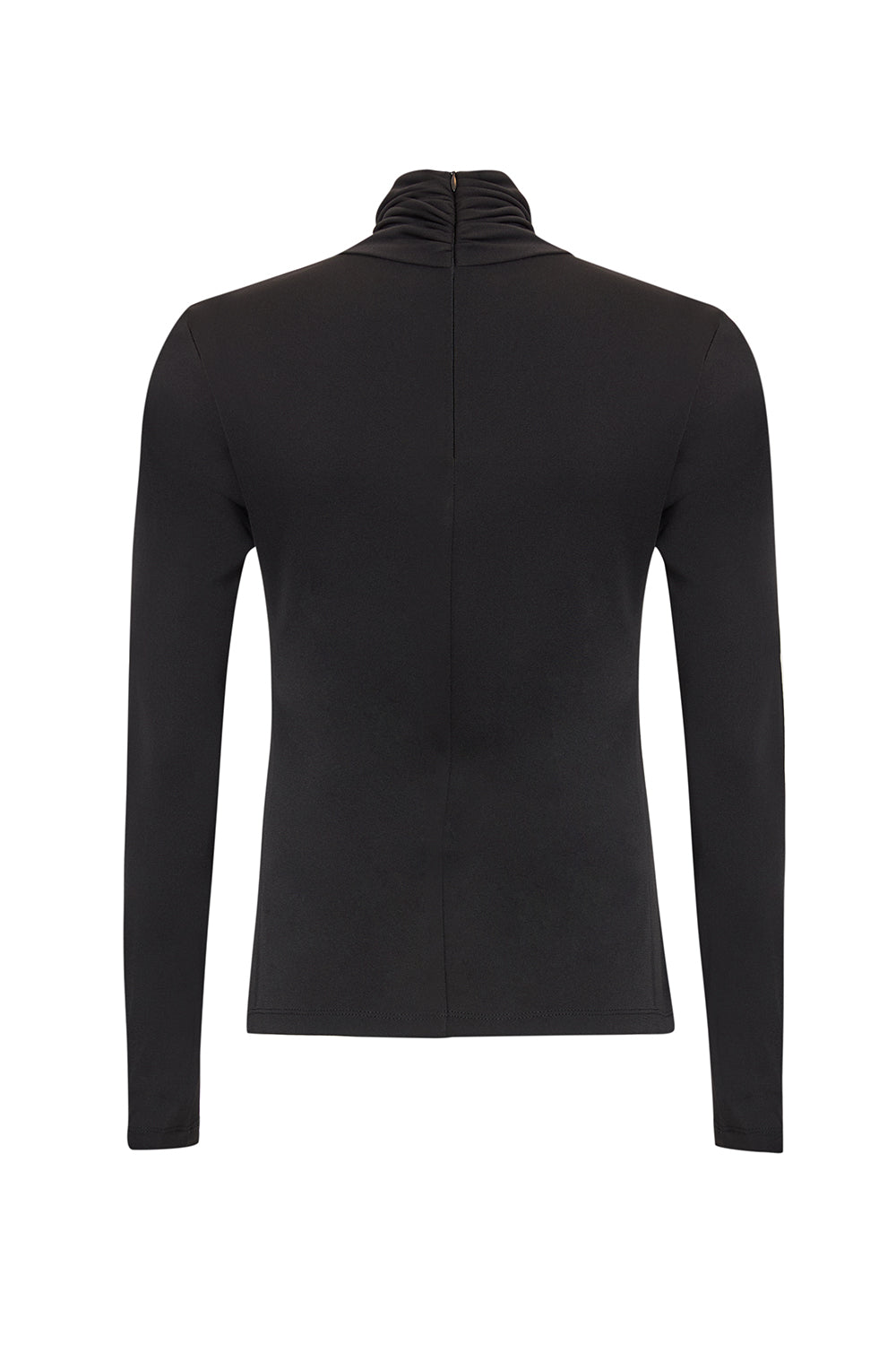 Drapeli Yaka Uzun Kollu Örme Regular Siyah Bluz