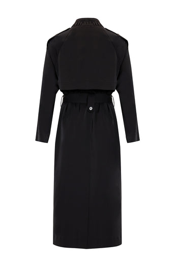 Taş İşlemeli Dik Yaka Kemerli Regular Trençkot