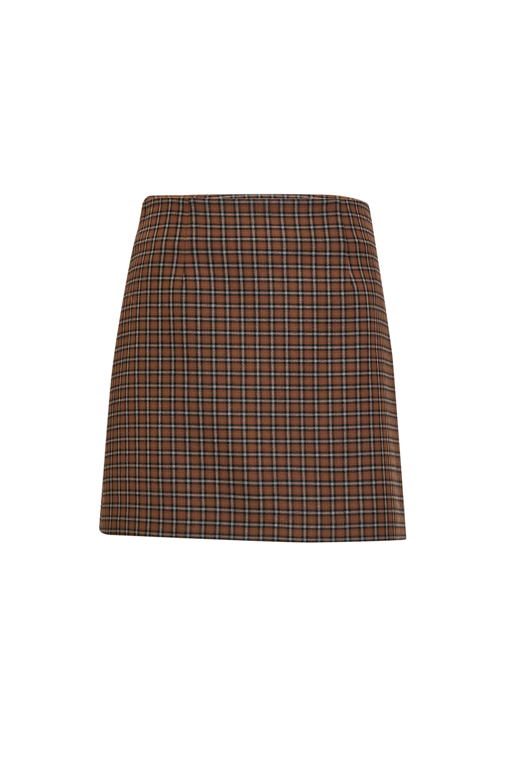 Kare Desenli Kemersiz Mini Çok Renkli Etek