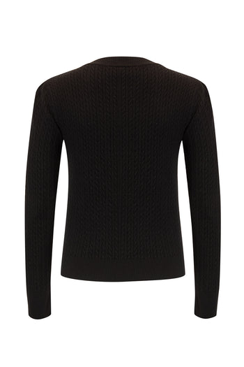 Uzun Kollu Bisiklet Yaka Çiçek İşlemeleri Triko Kazak