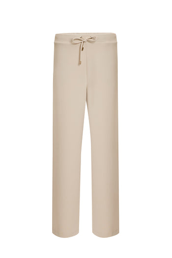 Bağcıklı Regular Örme Krem Pantolon