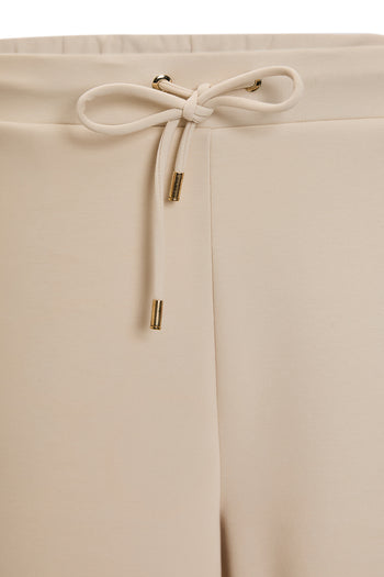 Bağcıklı Regular Örme Krem Pantolon