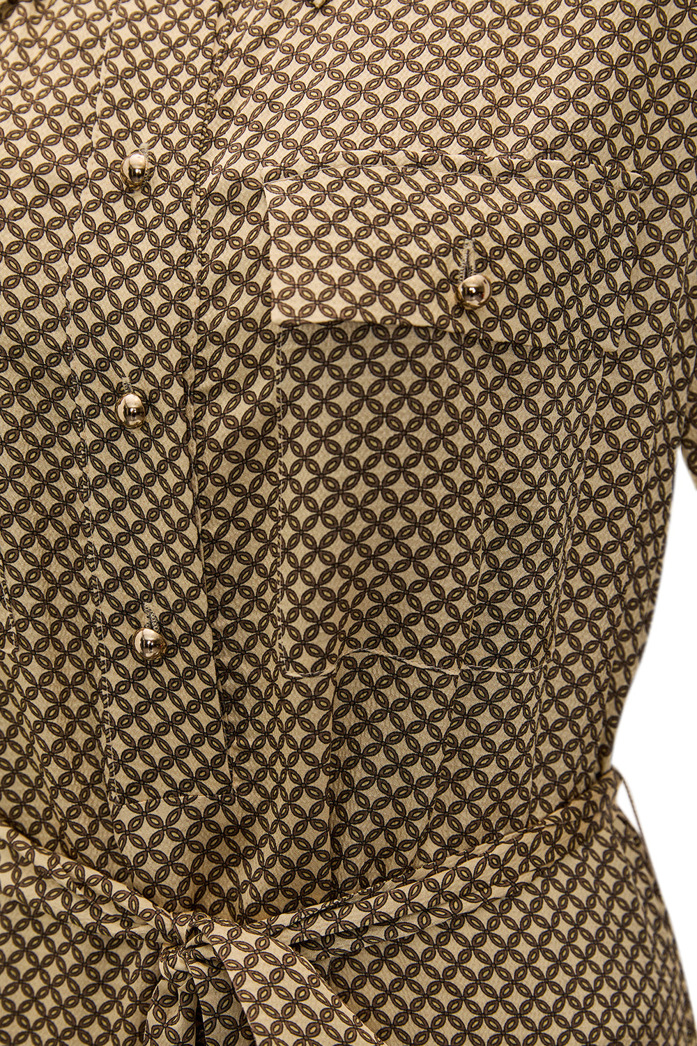 Desenli Uzun Kollu Regular Dokuma Gömlek Elbise