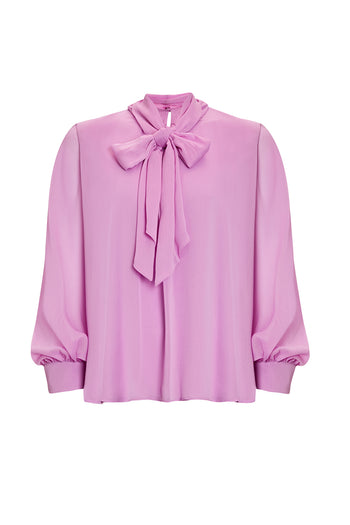 Desenli Fular Yaka Uzun Kollu Regular Bluz