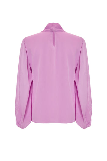 Desenli Fular Yaka Uzun Kollu Regular Bluz