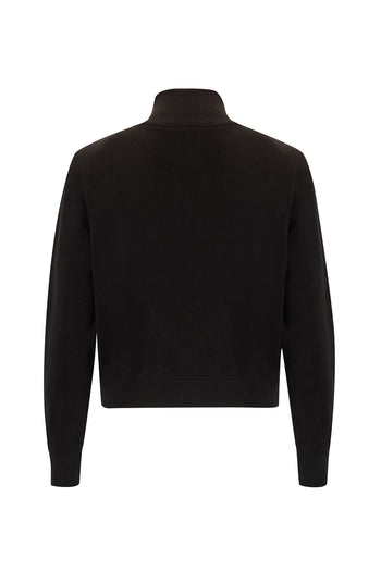 Fermuarlı Dik Yaka Uzun Kollu Regular Triko Hırka