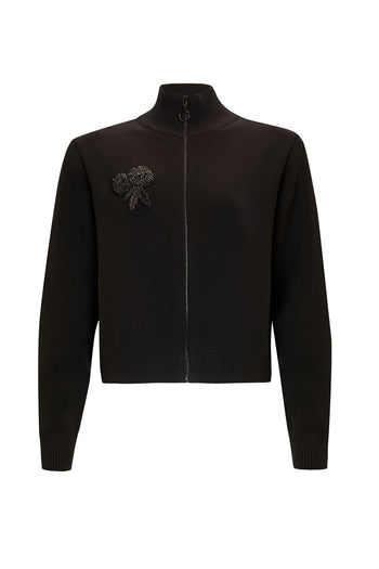 Fermuarlı Dik Yaka Uzun Kollu Regular Triko Hırka