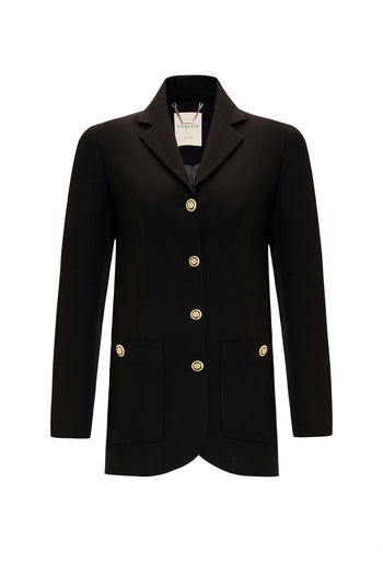 Gold Düğmeli Uzun Kollu Regular Dokuma Blazer Ceket