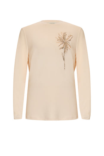 Pul Payet İşlemeli Uzun Kollu Regular Örme Sweatshirt