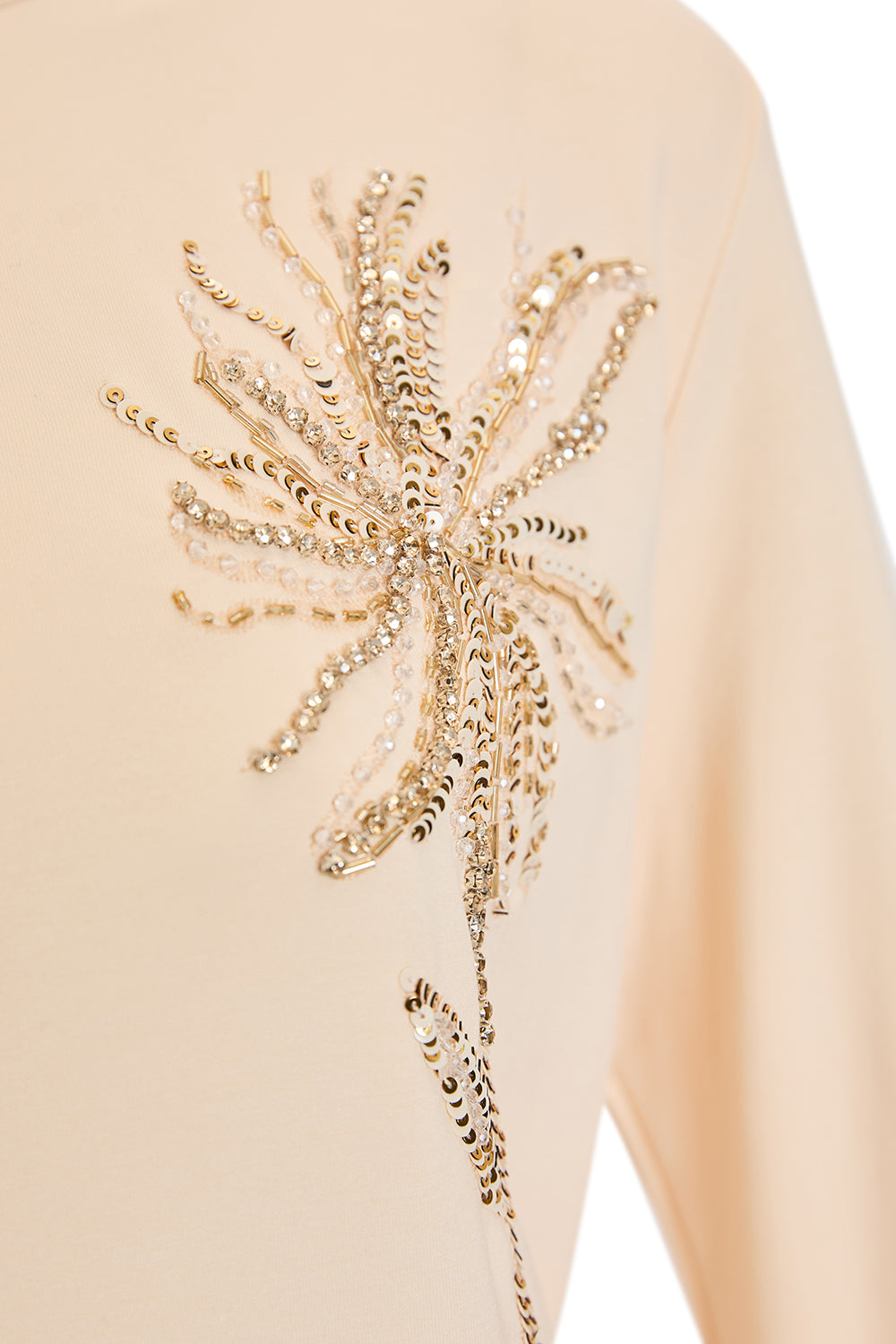 Pul Payet İşlemeli Uzun Kollu Regular Örme Sweatshirt