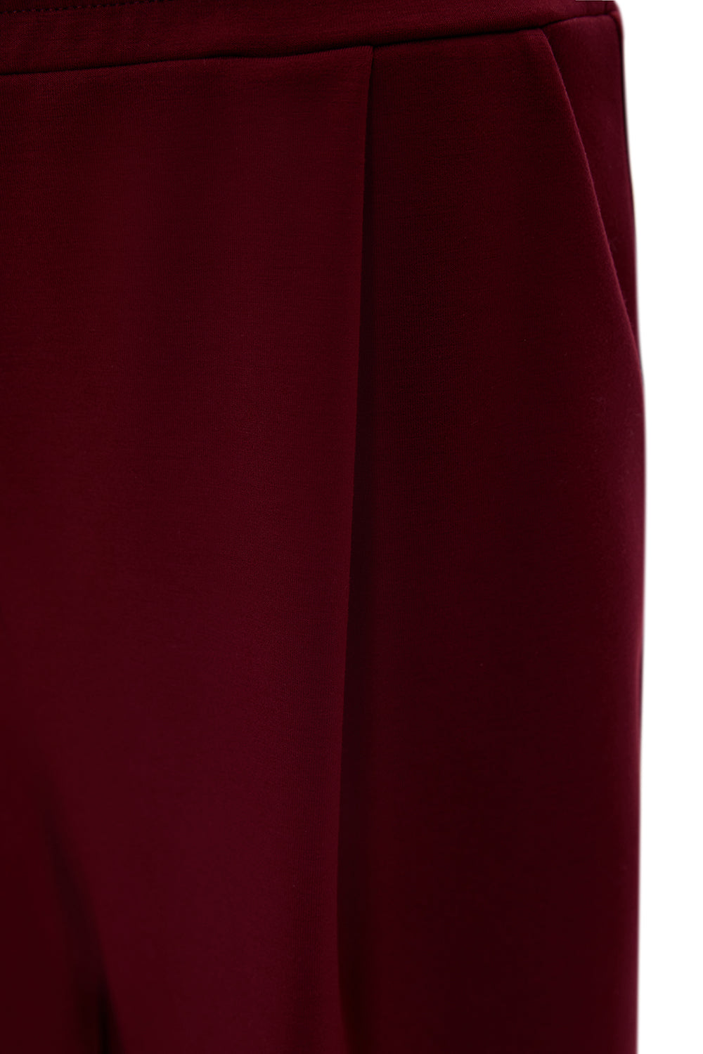 Beli Lastikli Örme Regular Vişne Pantolon