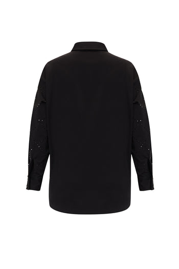 Taş Desenli Cepsiz Uzun Kol Regular Pamuk Gömlek