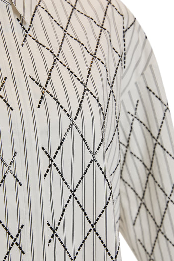 Uzun Kollu Geometrik İşleme Detaylı Regular Dokuma Gömlek