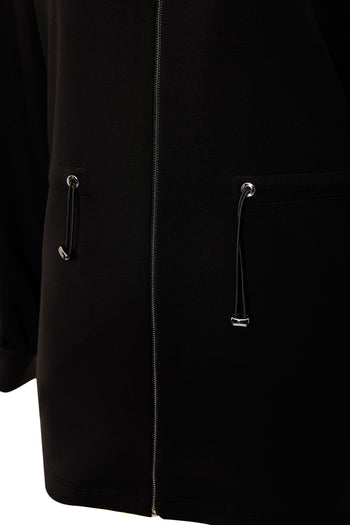 Beli Bağcıklı Örme İşlemeli Sweatshirt