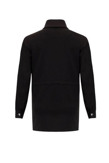 Beli Bağcıklı Örme İşlemeli Sweatshirt