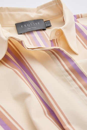 Gömlek Yaka Kısa Kollu Kemerli Cepli Regular Mini Çok Renkli Elbise