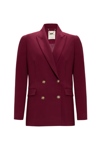 Gold Düğme Detaylı Kruvaze Dokuma Blazer Ceket