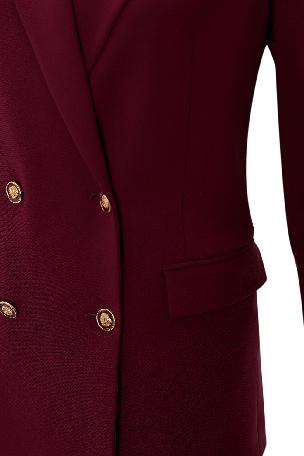 Gold Düğme Detaylı Kruvaze Dokuma Blazer Ceket