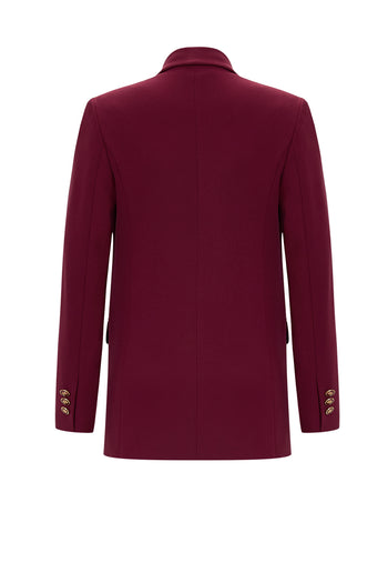 Gold Düğme Detaylı Kruvaze Dokuma Blazer Ceket