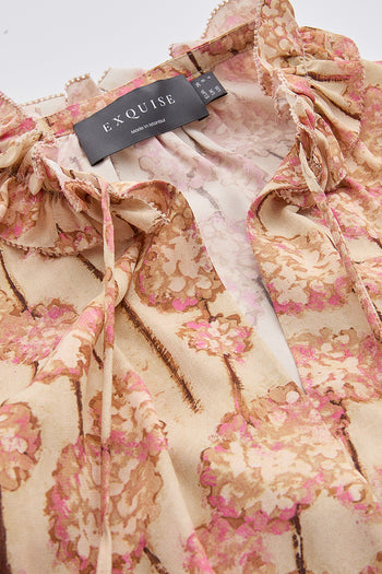 Yakası Süs Dikişli Lastikli Bağcıklı Regular Çok Renkli Bluz