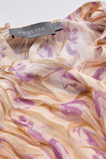 Yakası Bağcıklı Uzun Kollu Astarlı Regular Çok Renkli Bluz