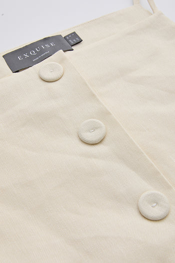 İnce Askılı Düğmeli Kolsuz Regular Krem Bluz