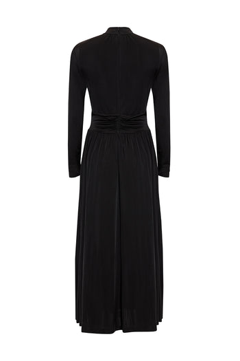 Balıkçı Yaka Uzun Kollu Midi Örme Regular Elbise