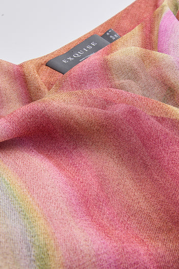 V Yaka Askılı Astarlı Regular Midi Çok Renkli Elbise