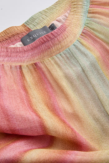 Geniş Paça Beli Lastikli Astarlı Regular Çok Renkli Pantolon