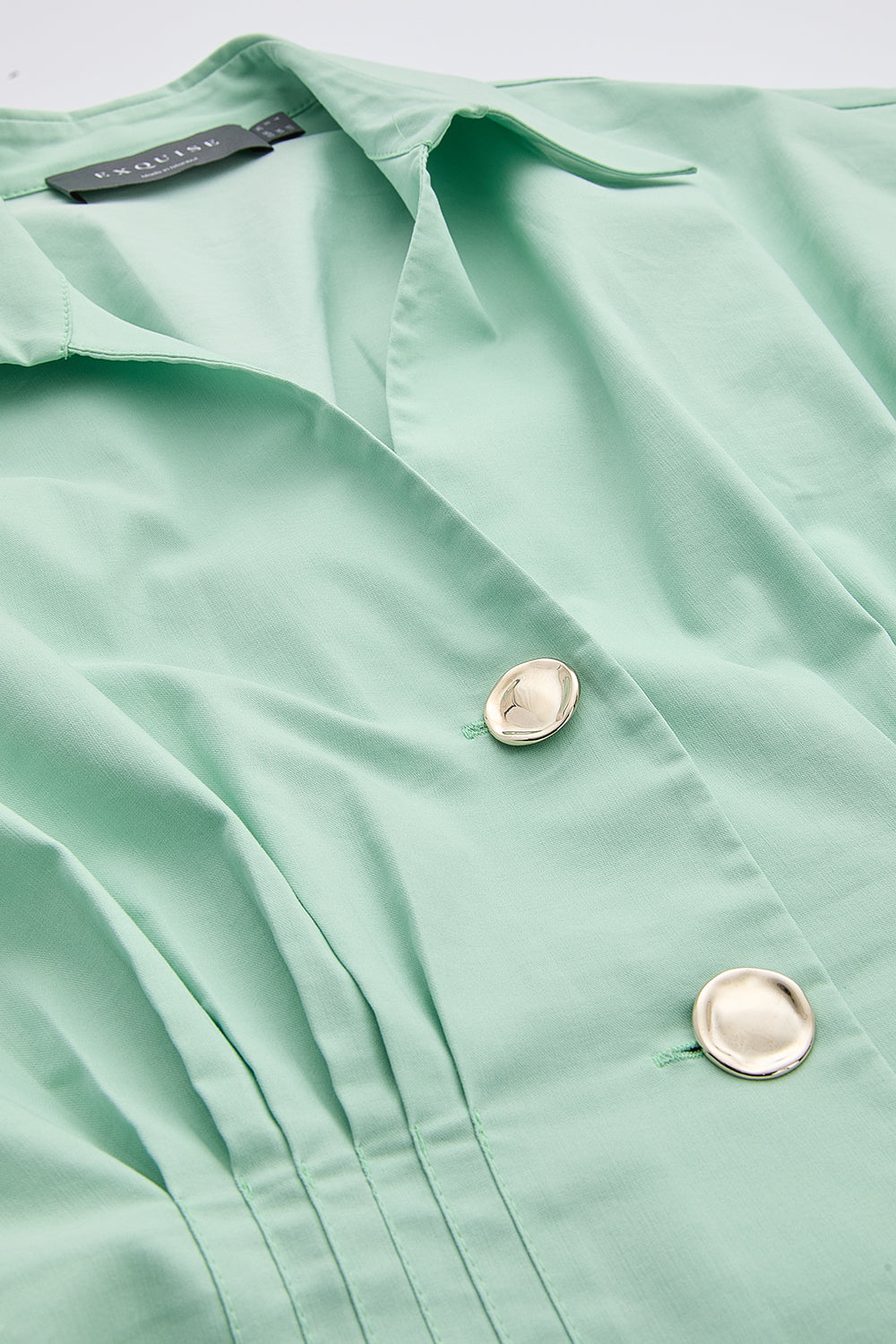 Gömlek Yaka Bele Oturan Lastikli Cepli Regular Midi Mint Elbise